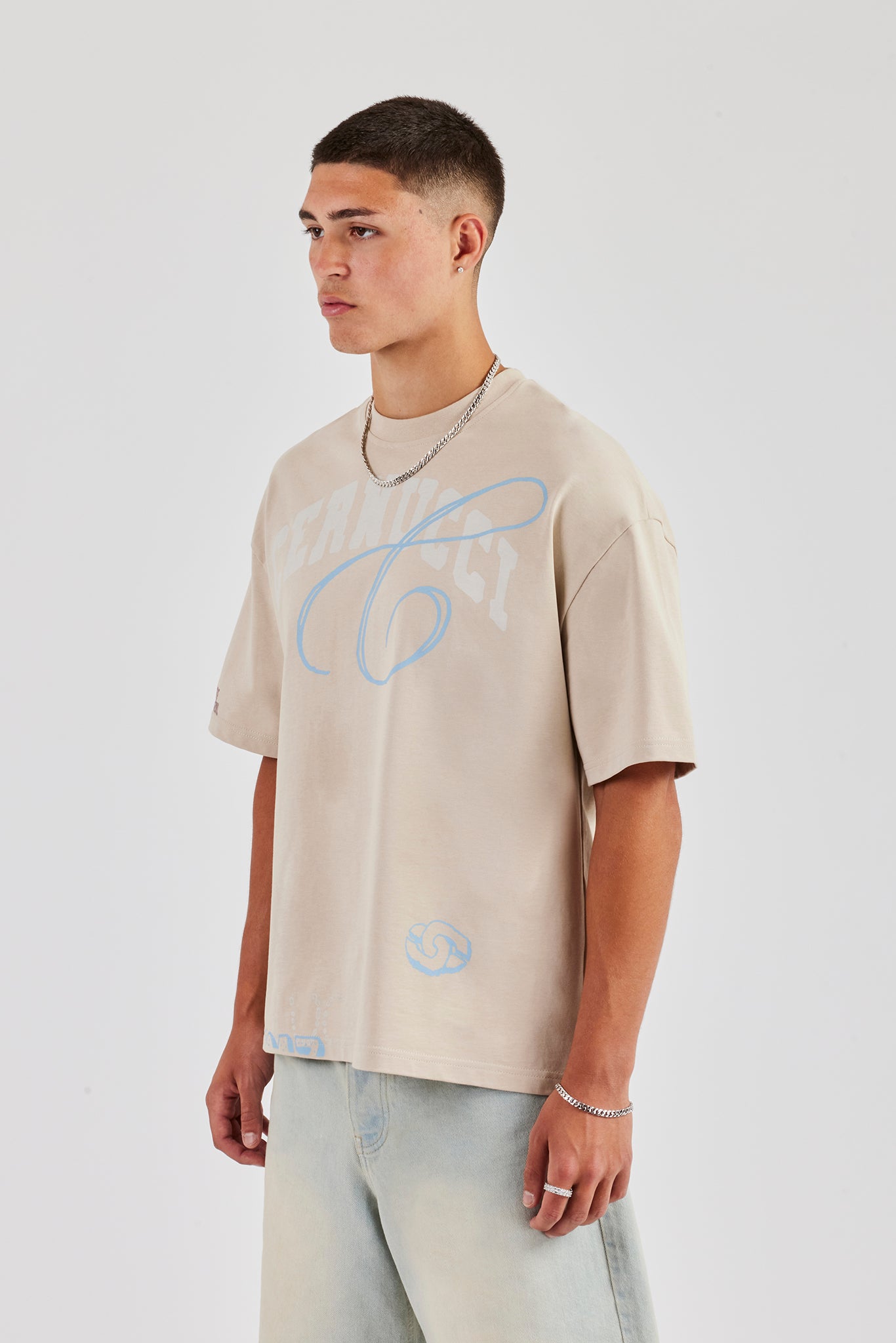 Graffiti Oversized T-Shirt - Stone